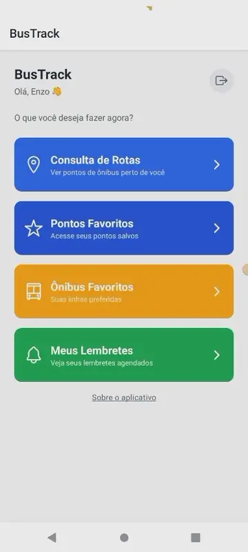 Demonstração do aplicativo BusTrack no celular, segunda gravação