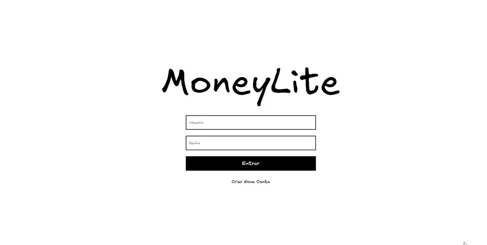 Demonstração do MoneyLite, sistema de controle financeiro